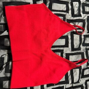 Love Bright Red Ribbed Top